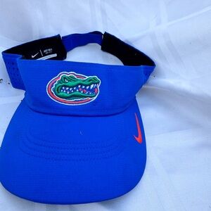 Nike Royal Blue Visor with Orange Swoosh and Green Gator Patch